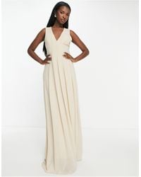 TFNC London - Bridesmaid Chiffon V Front Maxi Dress With Pleated Skirt - Lyst