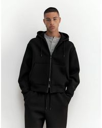 Pull&Bear - Giacca Con Cappuccio E Zip Nera - Lyst
