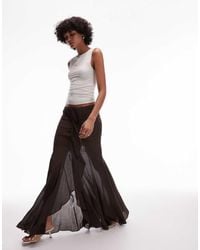 Mango - Falda Larga Chocolate Con Diseño Fluido Y Volantes En La Costura Delantera De X Supriya Lele - Lyst