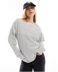 ASOS - Slash Neck Long Sleeve Stripe T-shirt - Lyst