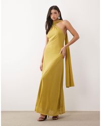 ASOS - Stretch Chiffon Halter Maxi Dress With Hardware Trim - Lyst