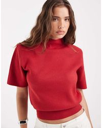 ASOS - High Neck Shoulder Pad Waisted T-shirt - Lyst