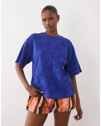 ASOS - Boxy Tee With Embroidered Flowers - Lyst