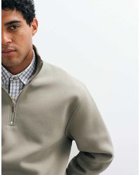 ASOS - Sudadera Holgada De Corte Boxy Con Cuello Alzado Y Media Cremallera En Tejido Estilo Scuba En-Verde - Lyst