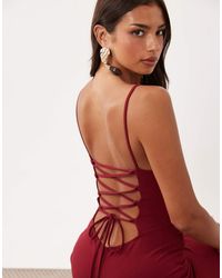ASOS - Square Neck Maxi With Open Lace Up Back - Lyst