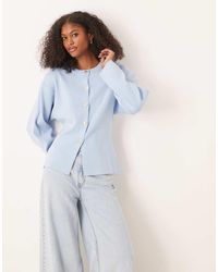 ASOS - Knitted Structured Crew Neck Cardigan With Gold Buttons - Lyst