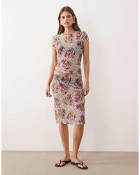 ASOS - Co-Ord Low Rise Printed Lace Knee Length Skirt - Lyst