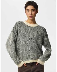 Pieces - Pull en maille gris clair - Lyst