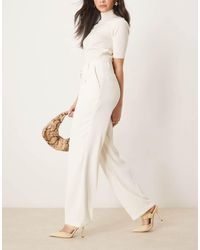 ASOS - Pantalones De Sastre Blanco De Pernera Recta Con Botones Dorados De -Verde - Lyst