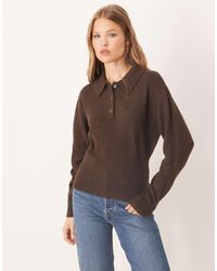 Gina Tricot - Long Sleeve Collar Knitted Jumper - Lyst