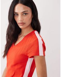 ASOS - Short Sleeve With Contrast Stripes Top - Lyst