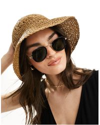 ASOS - Straw Packable Floral Crochet Hat - Lyst