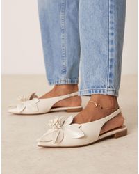 ASOS - Livia - ballerines à bout pointu, fleur et bride arrière - cassé - Lyst