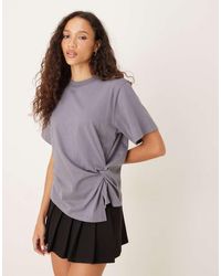 ASOS - Camiseta De Manga Corta Con Detalle Fruncido En El Lateral De - Lyst