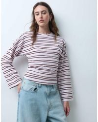 Pieces - Waist Detail Long Sleeve Oversized T-shirt - Lyst
