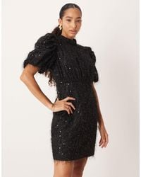 Y.A.S - Robe courte en maille duveteuse texturée à sequins - Lyst