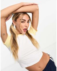 JJXX - Camiseta Corta Blanca Y Amarilla Con Diseño En Contraste De -Blanco - Lyst