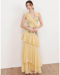 Maya - Embellished Asymmetric Ruffle Maxi Dress - Lyst