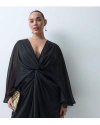 ASOS - Asos Design Curve Long Sleeve Twist Front Mini Dress With Open Back - Lyst