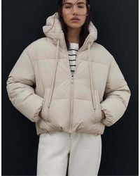 Stradivarius - Doudoune oversize à capuche - taupe - Lyst