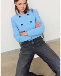 Stradivarius - Cropped Blazer Met Ronde Hals - Lyst