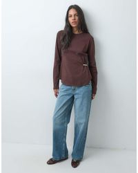 ASOS - Long Sleeve Pinched Waist With Trim Detail T-Shirt - Lyst