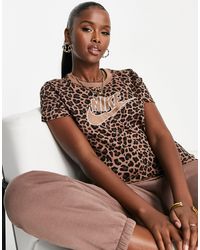 Nike Leopard Print T-shirt - Brown