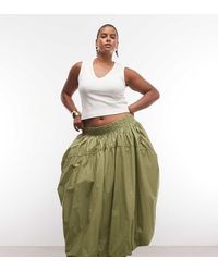 ASOS - Asos Design Curve Midi Rok Met Verstelbaar Trekkoord En Zakdetails En Volume - Lyst