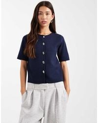 Threadbare - Short Sleeve Compact Knit Cardigan With Contrast Buttons - Lyst