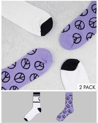 ASOS 2 Pack Peace Sign Sports Socks - Multicolour