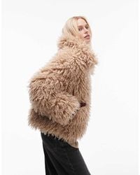 TOPSHOP - Faux Mongolian Fur Bomber Jacket - Lyst