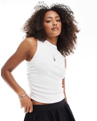 ASOS - Asos Desing Ribbed Tank With Ruched Side Detail - Lyst