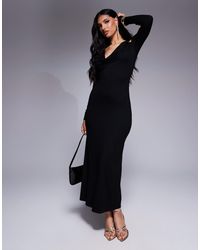 ASOS - Cowl Neck Long Sleeve Midi Dress With Cut Outs - Lyst