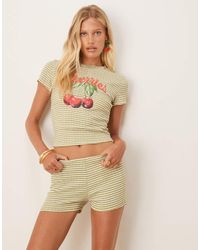 ASOS - Pantalones Muy Cortos A Cuadros Vichy Verdes De (Parte De Un Conjunto) - Lyst
