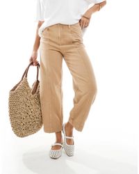 ASOS - Petite - pantalon ample à coutures visibles - sable - Lyst