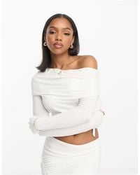 ASOS - Slash Neck Cold Shoulder Top Co Ord With Ruching Detail - Lyst
