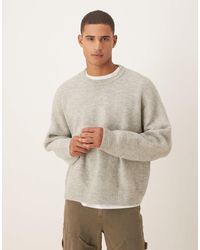 ASOS - Pull coupe carrée ultra oversize en maille à côtes anglaises - chiné - Lyst
