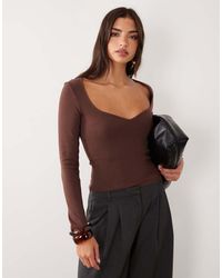 ASOS - Compact Cotton Long Sleeve Top With Curved Neckline - Lyst
