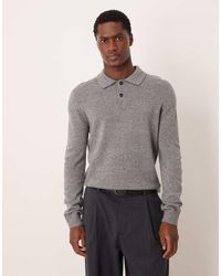Mango - Wool Mix Button Up Knitted Polo - Lyst