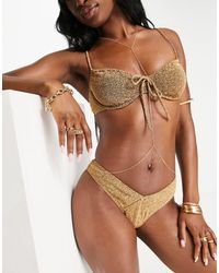 South Beach - Slip bikini sgambati a v color metallizzato - Lyst