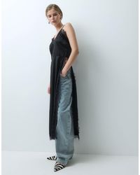 Noisy May - Robe nuisette longue en satin et dentelle e - Lyst