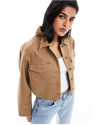 ASOS - Denim Cropped Jacket With Contrast Collar - Lyst
