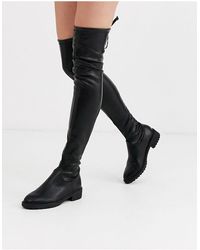 leather look over the knee boots