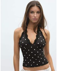 Stradivarius - Lace Halter Top - Lyst
