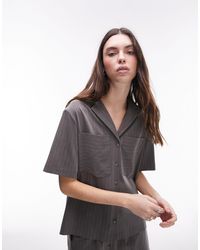 TOPSHOP - Pinstripe Short Sleeve Shirt - Lyst
