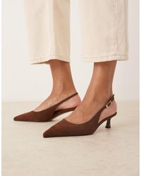 ASOS - Skip - chaussures en suédine à petit talon et bride arrière - chocolat - Lyst