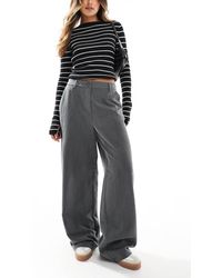 Pieces - Wide Leg Dad Trousers With Belt Loops - Lyst