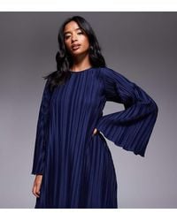 ASOS - Vestido Corto Plisado Con Mangas Anchas Y Detalle De Lazo En La Espalda De Asos Design Petite - Lyst