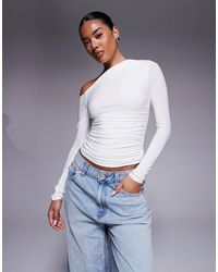 Kaiia - Exclusive Double Layered Slinky Off Shoulder Long Sleeve Top - Lyst