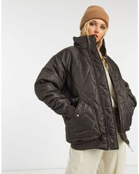ASOS Hero - Oversized Gewatteerd Bomberjack - Bruin